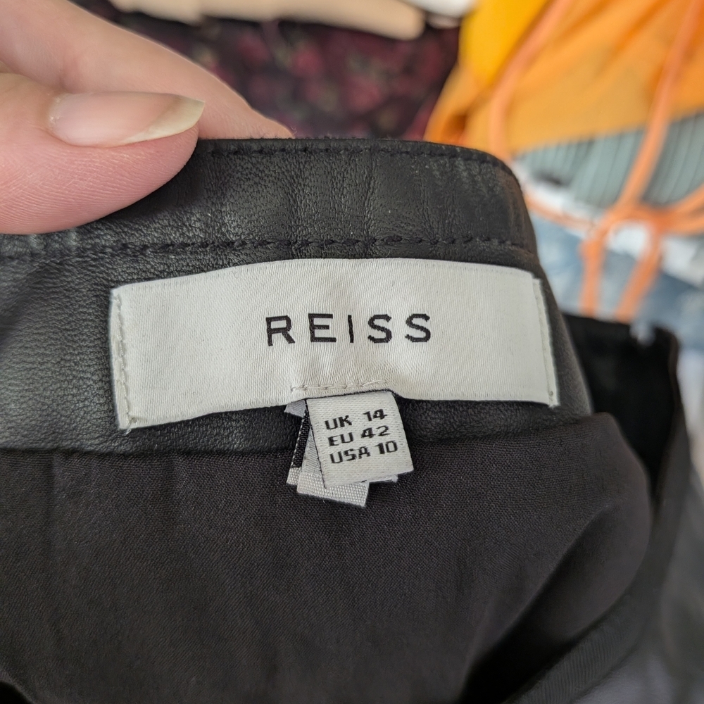 Reiss Black Lamb Leather Mini Skirt Size 10 - Picture 4 of 5